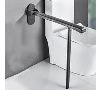 Foldable Toilet Grab Bar with Leg - Wall Mounted Support Rail for Bathroom Safety, Anti-Slip Grip, Folding Drop Down Rails