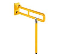 Foldable Toilet Grab Rail with Leg，Stainless Steel Hinged Bathroom Safety Rail，Non-Slip Heavy Duty Flip-up Toilet Support Rails for Seniors, Pregnant Women and Disability(Yellow,60 * 75CM)