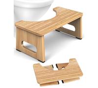 Foldable Toilet Potty Stool for Adults, 7" Wood Portable Squatting Poop Foot Stools, Bathroom Non-Slip Toilet Assistance Step Stool, Poop Stool for Proper Sitting Sosture During Defecation