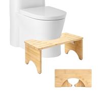 Foldable Toilet Stool, 17cm Bamboo Toilet Stool Squat for Adults, Potty Step Stool with Non-Slip Strip