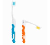 Foldable Toothbrush, Nylon Bristles Portable Toothbrush, for Travel, Hiking, Camping, Business Trips and Everyday Oral Cleaning 2Pcs (Blue & Tangerine)
