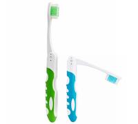 Foldable Toothbrush, Nylon Bristles Portable Toothbrush, for Travel, Hiking, Camping, Business Trips and Everyday Oral Cleaning 2Pcs (Green & Blue)