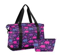 Foldable Tote Bag Romance Style Nile Rhino Carry On Weekend Bag with Adjustable Strap for Trip