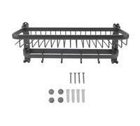 Foldable Towel Rack with Hooks & Bars | No-Drill Durable Aluminum | Space-Saving Bathroom/Kitchen/Laundry Towel Holder | Compact Design (Gray)