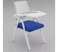 Foldable Training Chair with Writing Pad & Armrests - Portable Conference Office Chair for Home & Office Use, Blue Color, Size 55x50x86cm