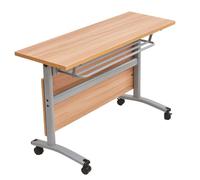 Foldable Training Desk with Flip Top - Movable Computer Table for Office & Meeting Rooms - Compact Collaborative Station on Locking Casters for Education & Presentations