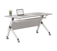 Foldable Training Table with Lockable Wheels, Folding Conference Room Table for Meetings, Space Saving Mobile Desk