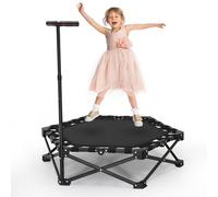 Foldable Trampoline, Mini Trampoline for Kids/Adults, Three Adjustable Heights, Anti-Slip T-Handle, Noise-Free, 150kg, Suitable for Children/Adults, Exercise Rebounder