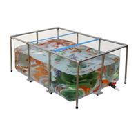 Foldable Transparent Aquarium with Stainless Steel Frame and Drain Valve for Above Ground Pond Setup