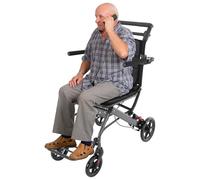Foldable Transport Wheelchair Lightweight Aluminum AlloyWheelchair with Storage Bag, Integrated Handbrake & 270° Rotating Armrest Portable Wheelchair for Travel, Hospital, Home