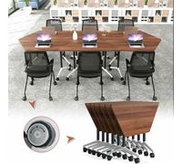 Foldable Trapezoidal Conference Table on Wheels, Mobile Design with Flip-Top, Perfect for Office, School, Events, Meetings, and Banquets
