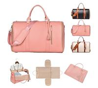 Foldable Travel Bag 2.0, Convertible Garment Duffel Bag, Wrinkle-Free Suit Bags, Durable & Water-Resistant, Large Capacity (Pink)