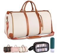 Foldable Travel Bag 2.0, Trendfetchus Foldable Travel Bag 2.0 with Wheels, Large Convertible Garment Duffel Bag Rolling Garment Bag for Trave, Carry on Bags with Toiletry Bag, Beige, Fashion