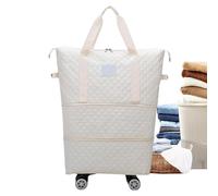 Foldable Travel Bag, Expandable, Carry-on Travel Bag with Wheels, Foldable Luggage Bag, Travel Bag with Wheels, Large Capacity Travel Suitcase for Parents, Business Trip, Camp, beige, see description