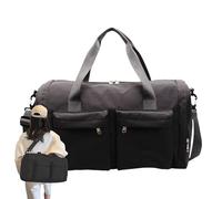 Foldable travel bag for travel, folding bag for on the go, 25 x 45 x 21 cm, packable design for aeroplane, fitness, camping, weekend, sports, hiking, black, see description, See description