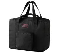 Foldable Travel Bag, Waterproof Foldable Bag with Strong Handles, Lightweight Sports Bags with Two-Way Zipper for Exercise, Travel, Camping, Hiking, Travelling, Black, Se référer au descriptif, Refer