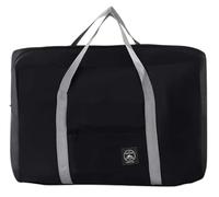 Foldable Travel Cabin Bag, 45 cm x 30 cm x 11 cm, Black Hand Luggage with Grey Straps