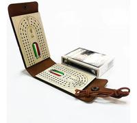 Foldable Travel Cribbage Board Game Set, Faux Leather Cribbage Board Set, Portable Wooden Cribbage Board Classic Cribbage Game With Full Deck Of Cards And 6 Pegs For Game Night, Travel