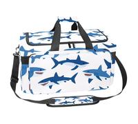 Foldable Travel Duffel Bags for Men and Women, Waterproof Weekender Overnight Gym Bags, Blue Sharks, Multicolor 1, One Size, Art Deco