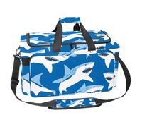 Foldable Travel Duffel Bags for Men and Women, Waterproof Weekender Overnight Gym Bags, Blue Sharks, Multicolor 3, One Size, Art Deco