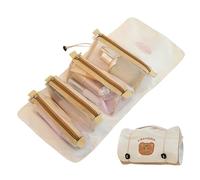 Foldable Travel Makeup Bag - Foldable Toiletry Bag, 4 in 1 Detachable Hanging Cosmetic Travel Bag, Foldable Cosmetic Travel Bag with Handle for Travel, Business Trip, Ours, Se référer au descriptif