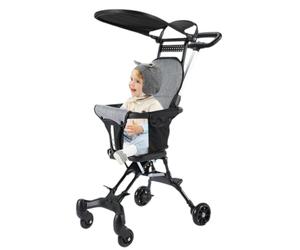 Foldable Travel Stroller With Canopy - Compact Lightweight Toddler Pushchair, Rotatable Two Way Seat Bu-ggy Pram