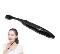 Foldable Travel Toothbrush - Soft Bristle Portable Care Tool | Charcoal Infused Cleaning Brush for Camping Trips Hygiene Kit Compact Folding Design Carry Case Use