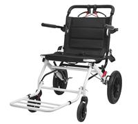 Foldable Travel Wheelchair, Compact Transit Chair with Telescopic Handle, Carbon Steel Mobility Aid for Adults Elderly, Lightweight Attendant Propelled Buggy, 120kg Load (White 50cm)