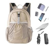 Foldable Traveling Backpack Waterproof Large Capacity Storage Fashion | Folding Traveling Airplane Backpack School, Camping, Climbing, Business Trip, Men, Women, Boys, Girls, Youth, Teens (Khaki)