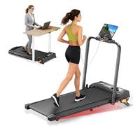 Foldable Treadmill with 9% Incline, Smart Walking Pad Treadmills for Home Foldable, 2.5HP Under Desk Treadmill, 1-12 KM/H Running Pad with Handle, Remote& APP Control