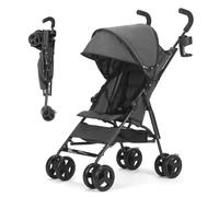 Foldable Umbrella Children's Buggy Pushchair Easily Adjustable 5-Point Safety Belt Folding with One Hand Large Hood Robust All 4 Wheels Cushioned Shopping Basket (Dark Grey)