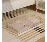 Foldable Under Bed Rolling Storage Organizer Box Drawer White Large Size