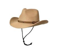 Foldable Unisex Wide Brim Straw Cowboy Hat, Sun Protection Western, Summer Beach With Wind Lanyard For Men Women(Khaki)