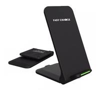 FOLDABLE Universal 15W Wireless Charger stand, Small Portable Qi Fast Charger Wireless Charging Stand Deck Holder Dock Pad LED Type C Cable for iPhone, Huawei, Xiaomi, Samsung, HTC (No AC Adapter)
