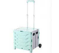 Foldable Utility Cart on Wheels with LidPortable Rolling Shopping Box Trolley for Luggage Camping Travel & MovingClassic Green TwoWheeled Handcart