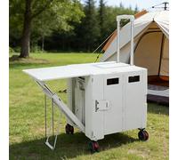 Foldable Utility Cart with Adjustable Handle - Versatile Shopping Trolley Box for Camping Teachers Office & Home Use - Lightweight Portable Design (White A)