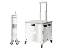 Foldable Utility Wagon Cart with Stair-Climbing Wheels and Telescoping Handle, Portable Collapsible Trolley Box for Grocery Shopping, Garden, Camping, Beach and Outdoor Transport