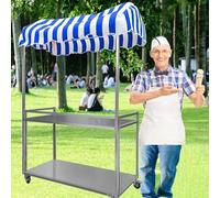 Foldable Vending Food Cart - Ice Cream & Hot Dog Stall - Lightweight Farmers Market Trolley - Perfect for Desserts and Snacks