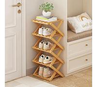 Foldable Vertical Shoe Rack Space-Saving - Free Standing Shoe Shelf for Entryway Closet Hallway Living Room Bedroom - Compact Storage for Small Spaces & Shoes/Boots