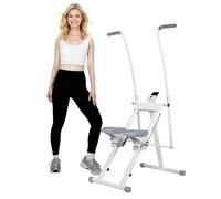 Foldable Vertical Stair Climber Stepper, Adjustable Home Gym Full Body Cardio Workout Machine, Heavy Duty Metal Frame Exercise Trainer Supports 265lbs White