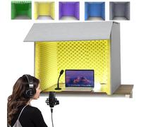 Foldable Vocal Booth for Recording, Portable Sound Isolation Shield with 12mm Acoustic Foam, Compact Desk Reflection Filter for Home Studio, Podcasting & Music Production, Noise Reduction Enclosure