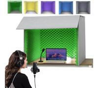 Foldable Vocal Booth for Recording, Portable Sound Isolation Shield with 12mm Acoustic Foam, Compact Desk Reflection Filter for Home Studio, Podcasting & Music Production, Noise Reduction Enclosure
