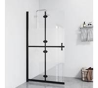Foldable Walk-in Shower Screen Made of Semi-Matte ESG Glass 110 x 190 cm, Aluminium Frame, Black, Space-Saving Shower Enclosure with Dual Function for Bathroom, Shower, Splash Protection