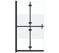 Foldable Walk-in Shower Screen Made of Semi-Matte ESG Glass, 120 x 190 cm, Aluminium Frame, Black, 4-Piece, Space-Saving Foldable, Frameless Shower Enclosure for Bath and Shower