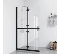 Foldable walk-in shower screen made of transparent tempered glass, 120 x 190 cm, with aluminium frame, frameless, partially framed, space-saving foldable, shower enclosure, splash guard for bath and