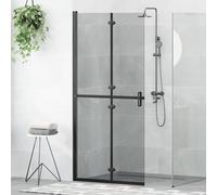 vidaXL Walk-In Shower Wall Folding Gold 100 x 6.5 x 190 cm, Modern Bathroom Partition, Tempered Glass Shower, Luxury Wall, Rectangular Enclosure, Aluminium Divider, Efficient Space
