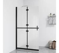 vidaXL Walk-In Shower Wall Folding Gold 100 x 6.5 x 190 cm, Modern Bathroom Partition, Tempered Glass Shower, Luxury Wall, Rectangular Enclosure, Aluminium Divider, Efficient Space