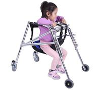 Foldable Walking Frame,Child Rehabilitation 4 Wheel Rollator Lightweight Drive Walker, Kids Mobility Walking Aids with Cushion(M)