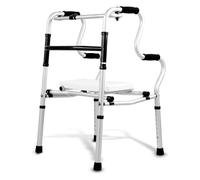 Foldable Walking Frame, Walking Frame, Frame Lightweight Folding Toilet Handrail Bath Chair Rollator Walker with Padded Seat Limited Mobility Aid