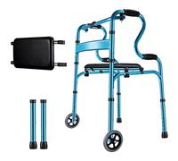 Foldable Walking Frame with Wheels and Soft Seating, Lightweight Aluminum Height Adjustable Walker for Rehabilitation